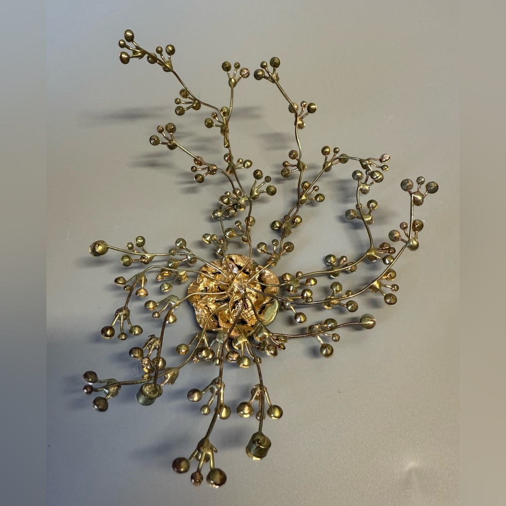 Crystal gold tone Floral Hairpiece Bridal - Picture 6 of 12